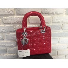 Оригинальная женская сумка Lady Dior красная лаковая 368